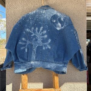 Hand-Dyed Denim Jacket with Joshua Tree Desert Moon Design